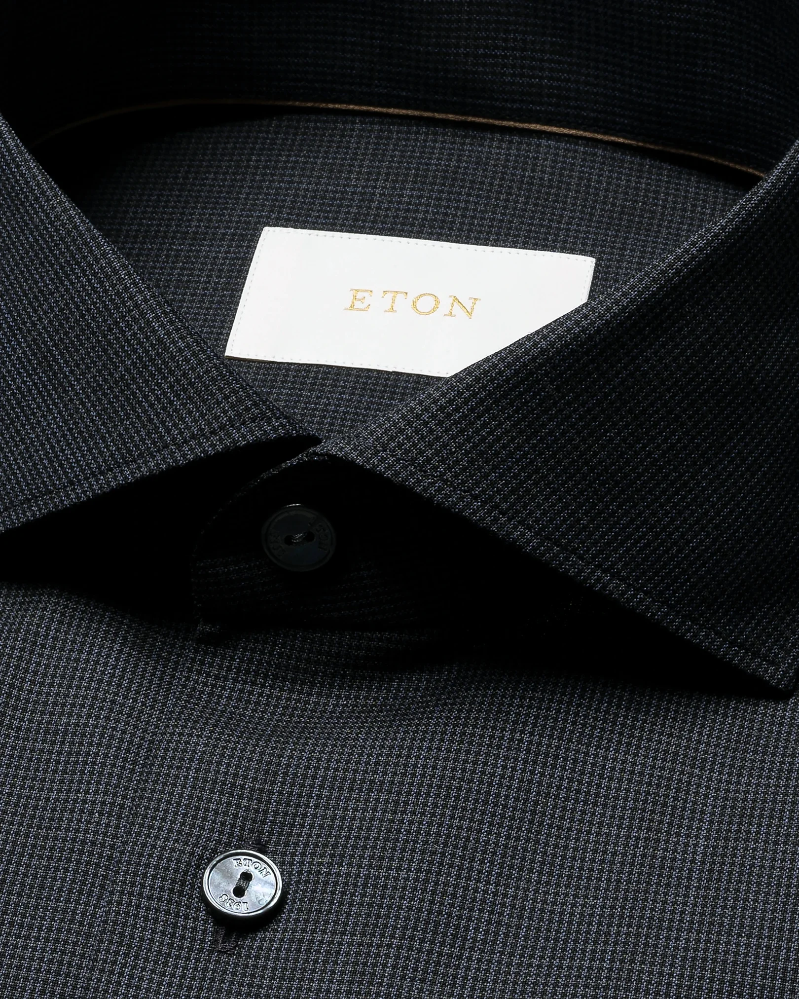 Eton - navy blue houndstooth merino shirt