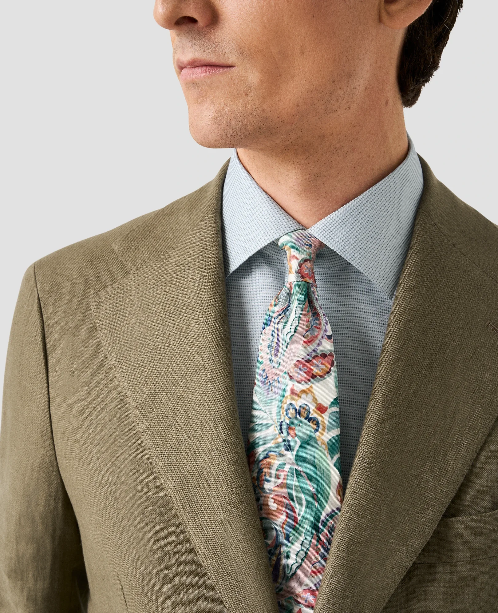 Eton - light green semi solid effect dobby shirt