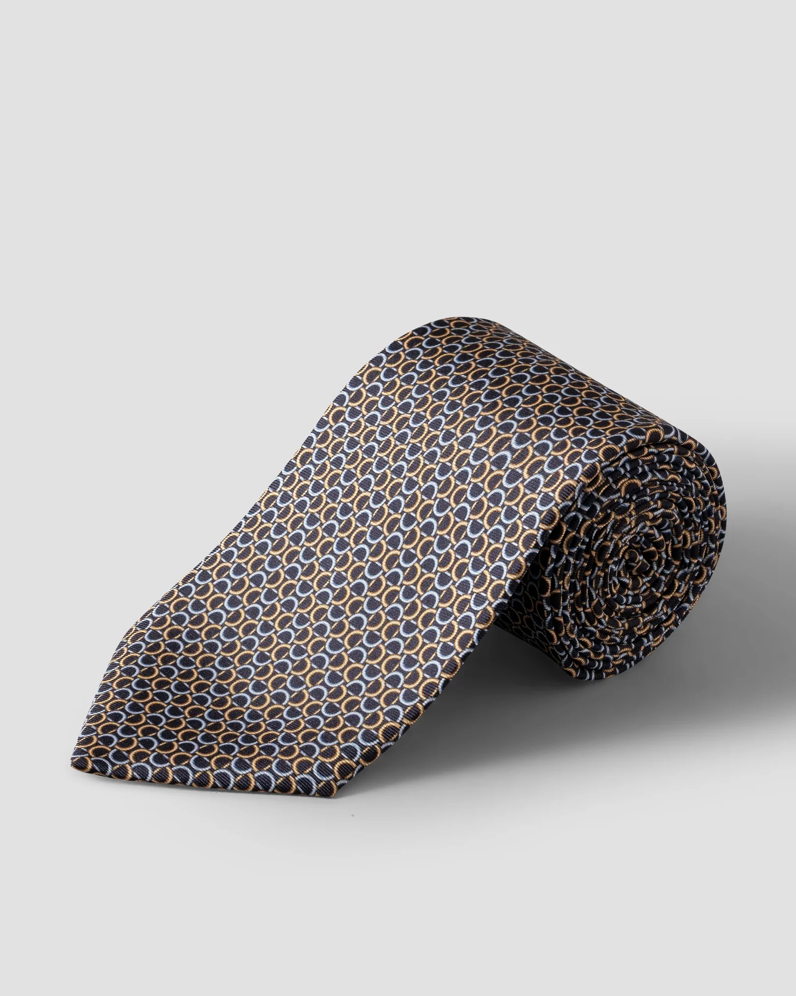 Eton - navy blue geometric printed silk tie