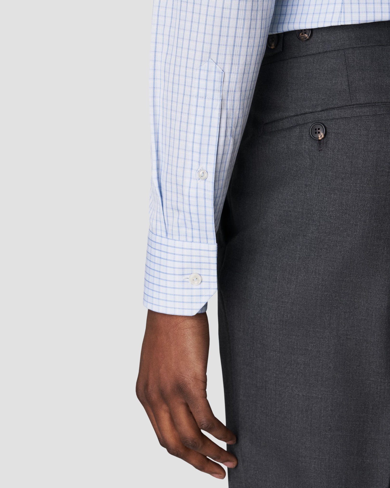 Eton - light blue signature twill checked print