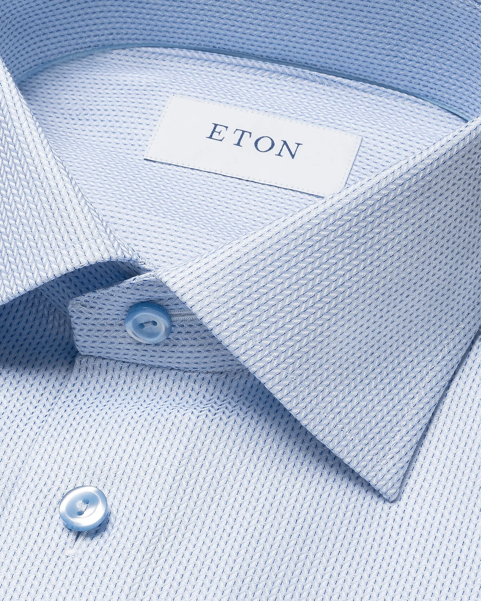 Eton - micro pinstriped light blue twill shirt