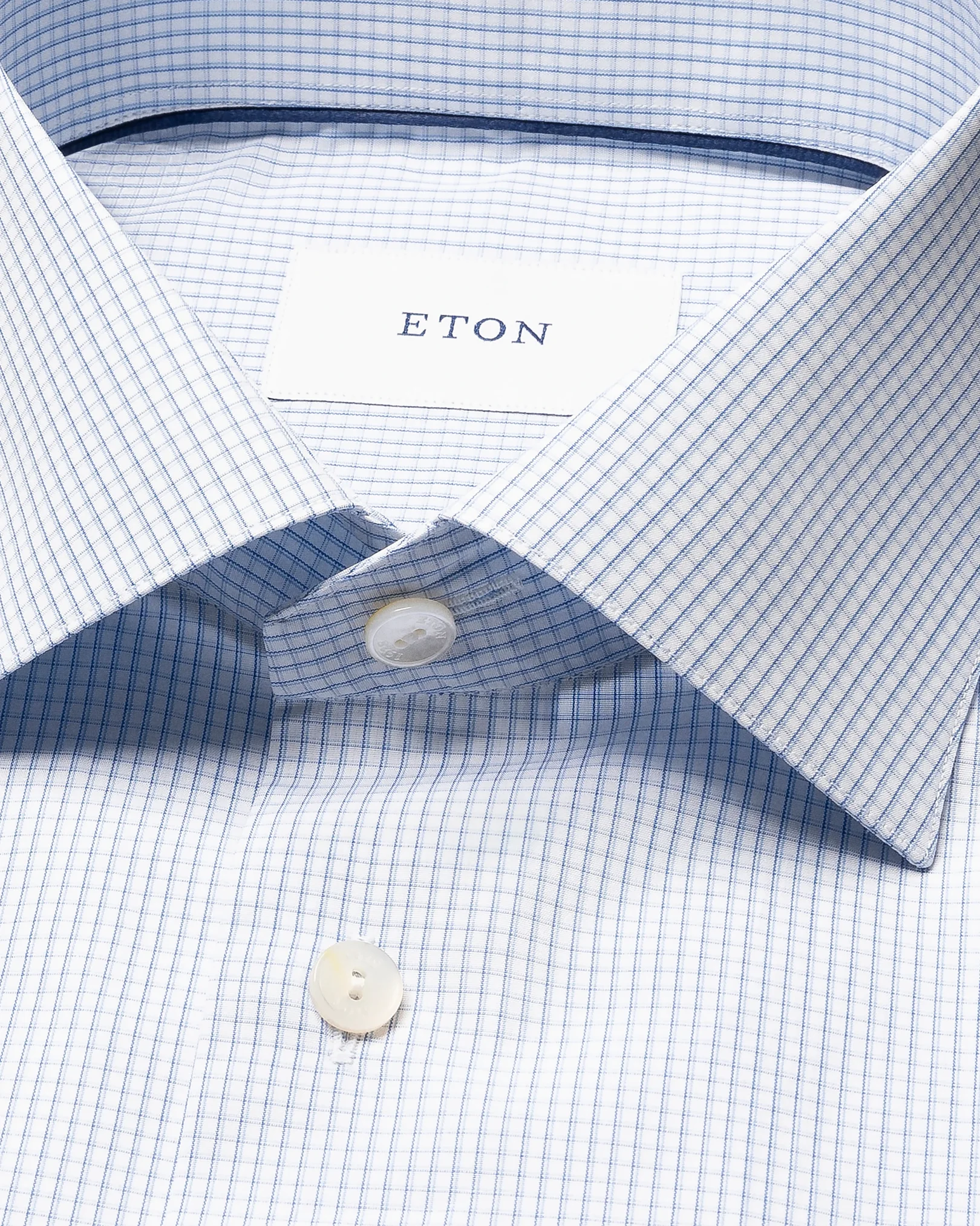 Eton - mid blue check giza 45 shirt