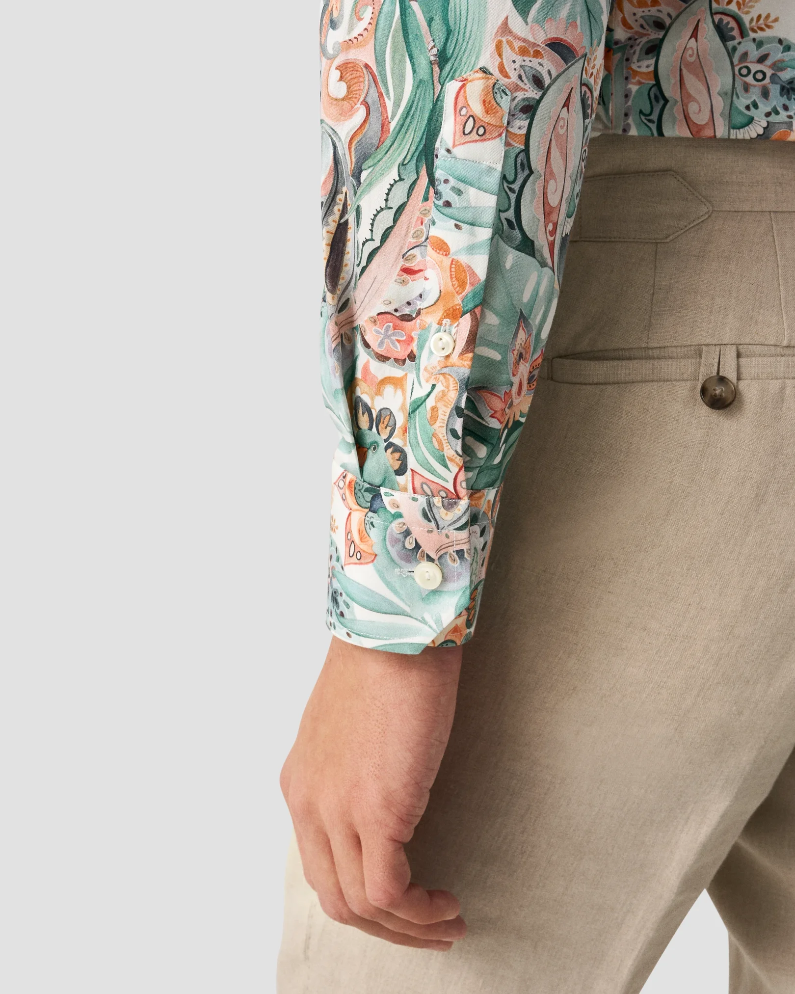 Eton - multi parrot motif signature twill shirt