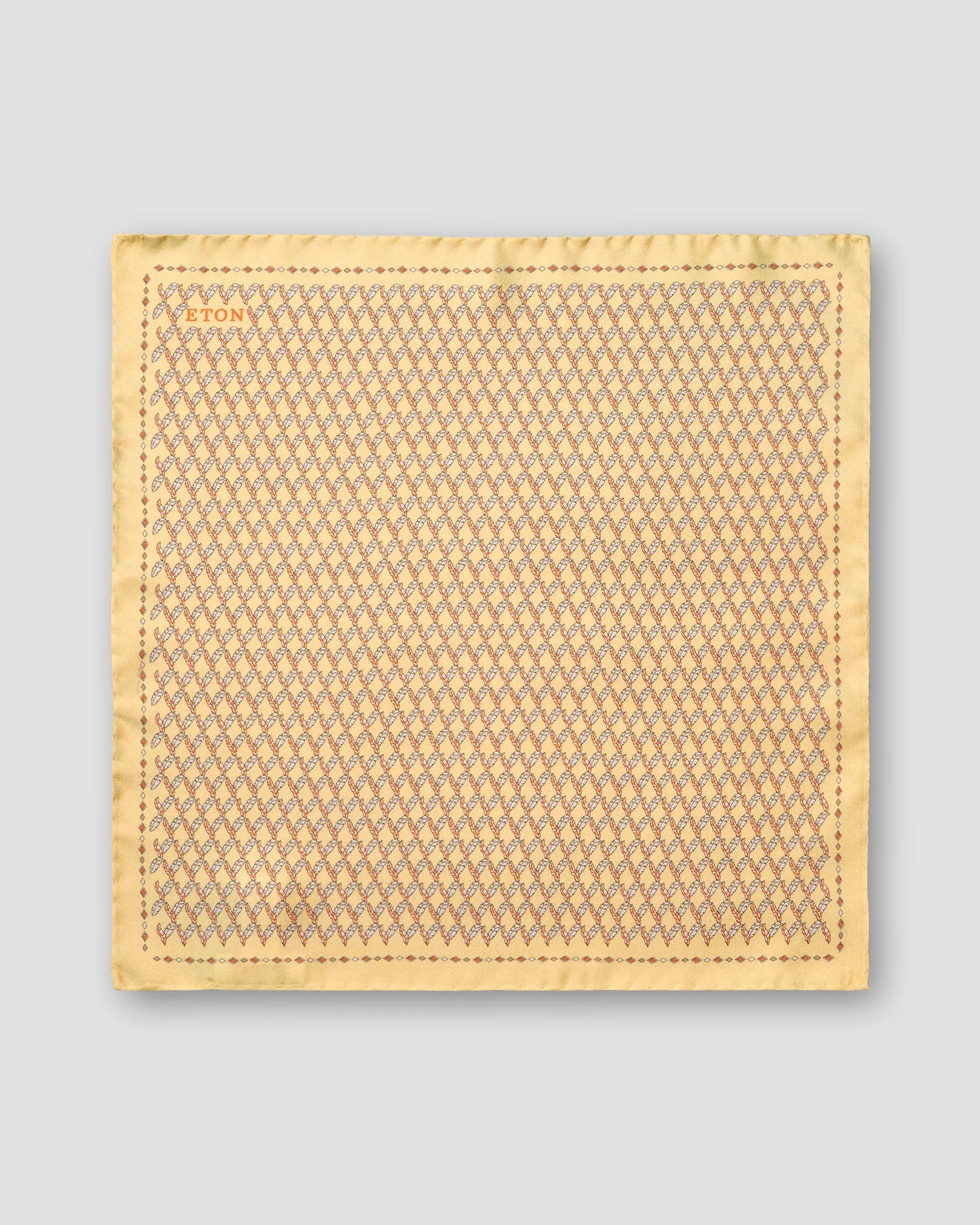 Eton - yellow leaf silk twill pocket square