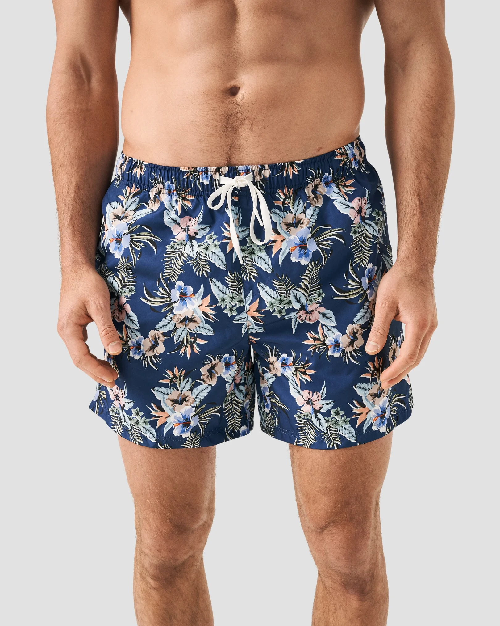 Navy Floral Print Swim Shorts