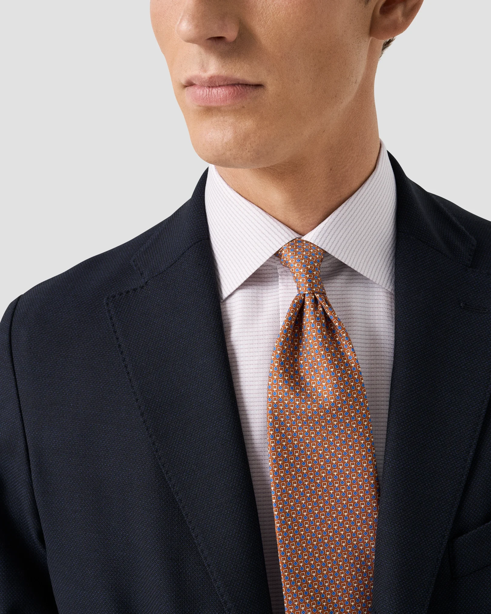 Eton - red semi solid supima 120 pique shirt