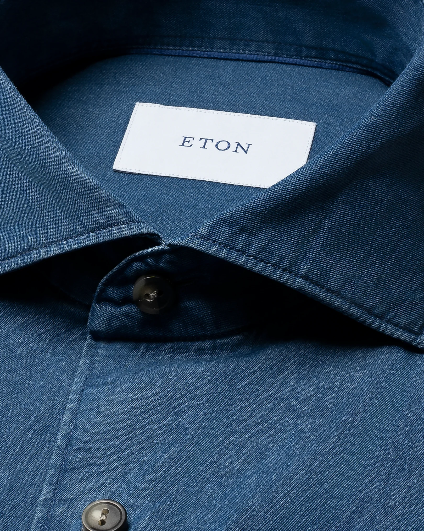 Eton - navy blue lightweight denim shirt wide spread 258