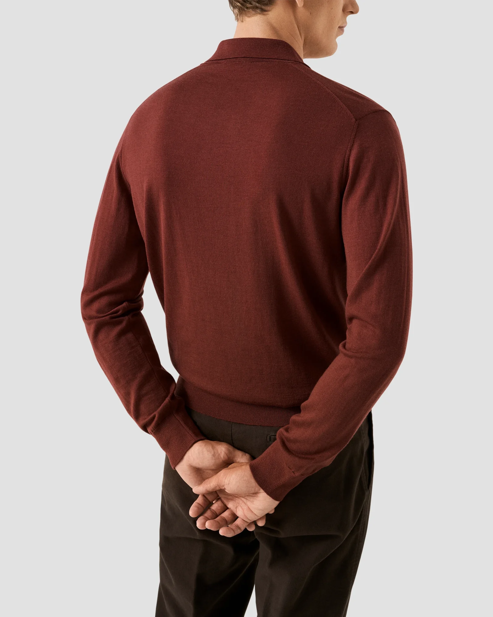 Eton - red fine knit merino polo 256