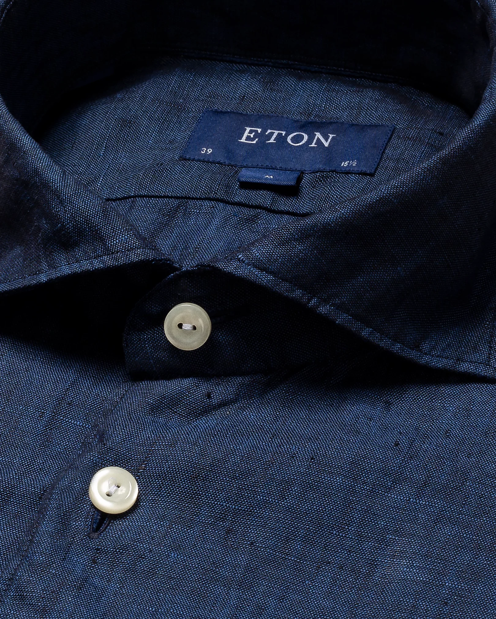 Eton - blue linen shirt wide spread