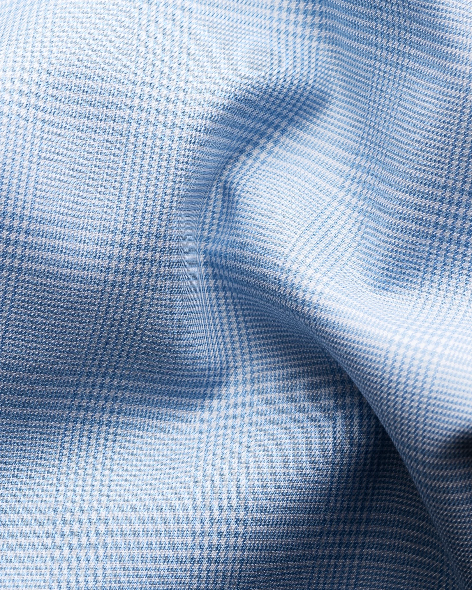 Eton - light blue checked strech shirt