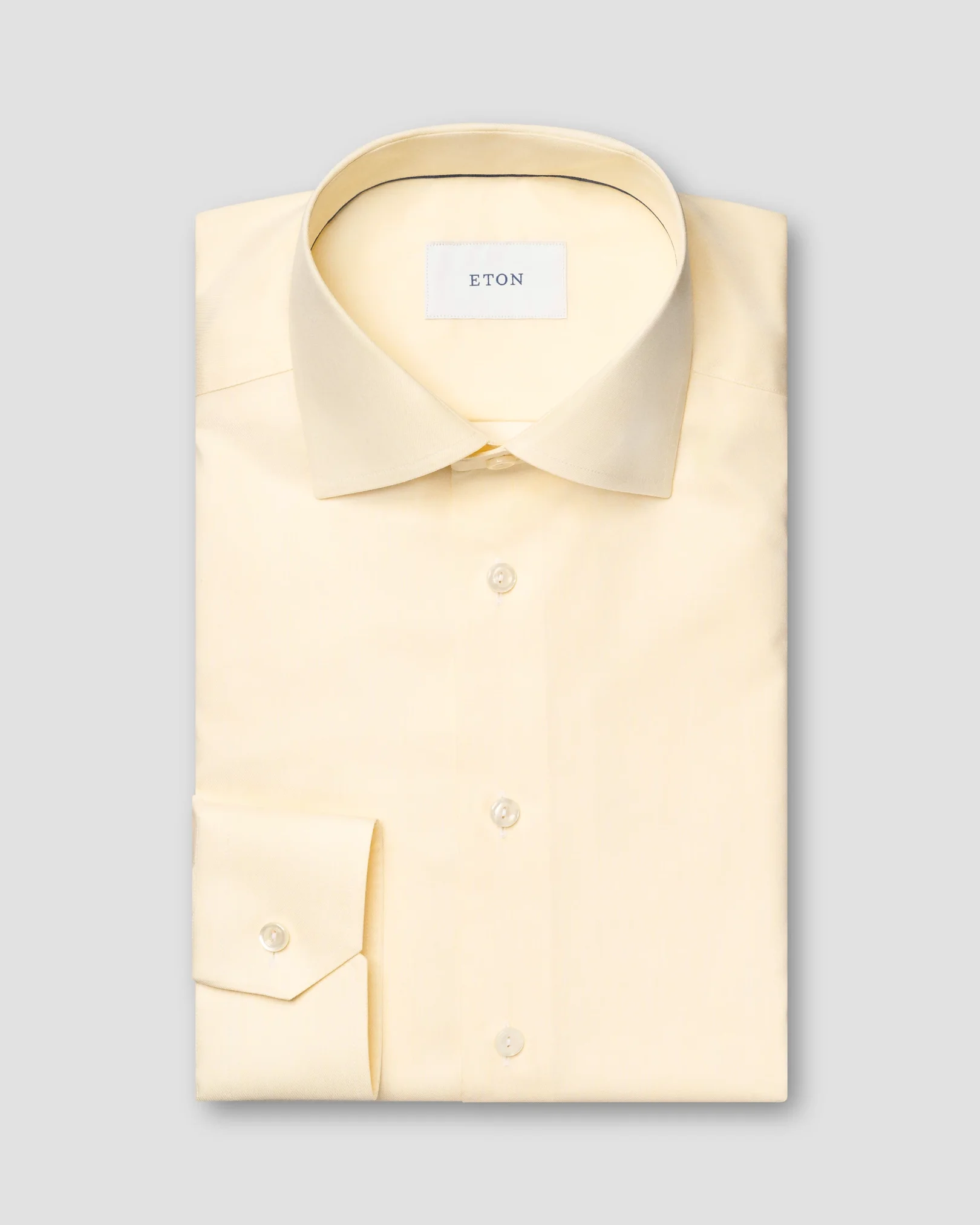 Eton - yellow solid cotton tencel tm lyocell shirt