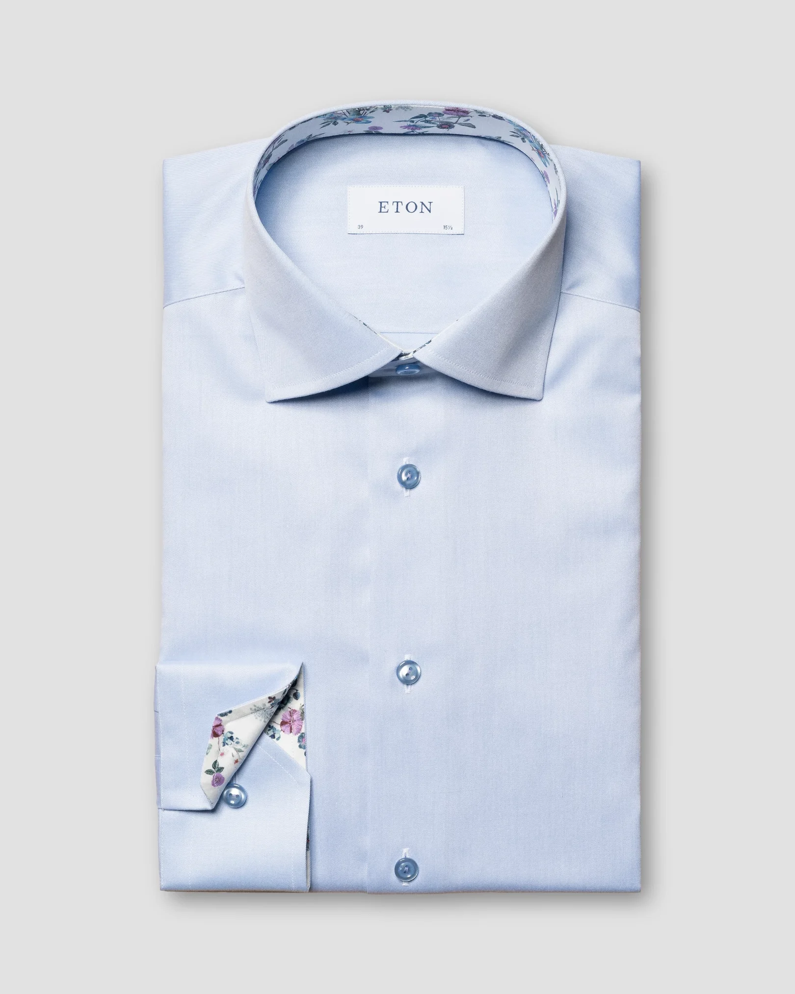 Eton - light blue signature twill timeless floral