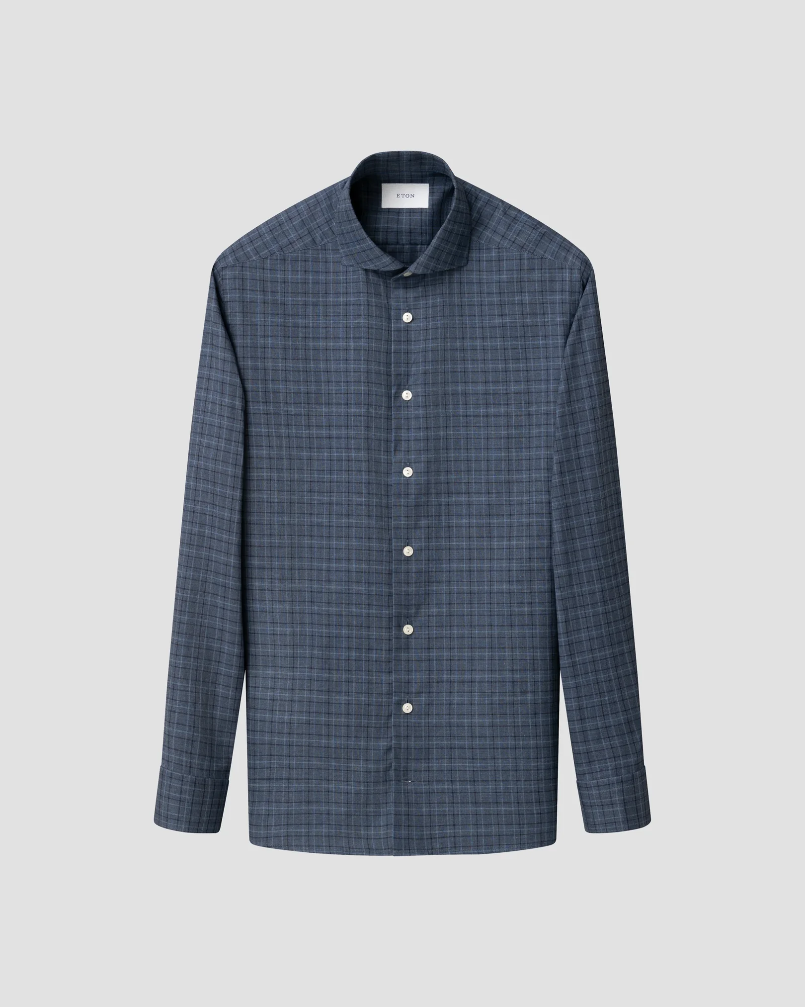Eton - check signature flannel shirt wide spread rounded single