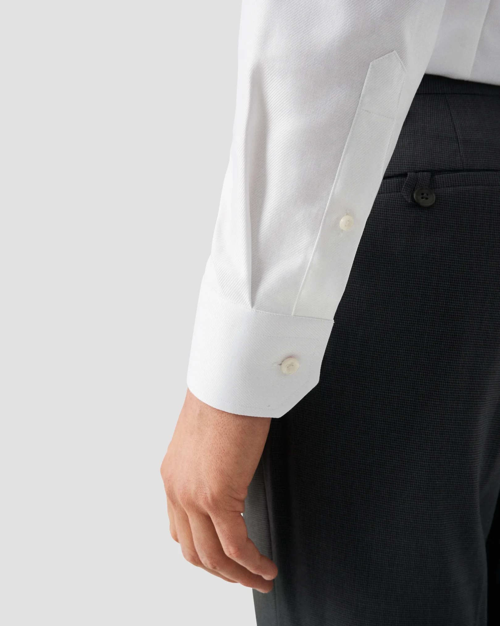 Eton - white textured twill shirt