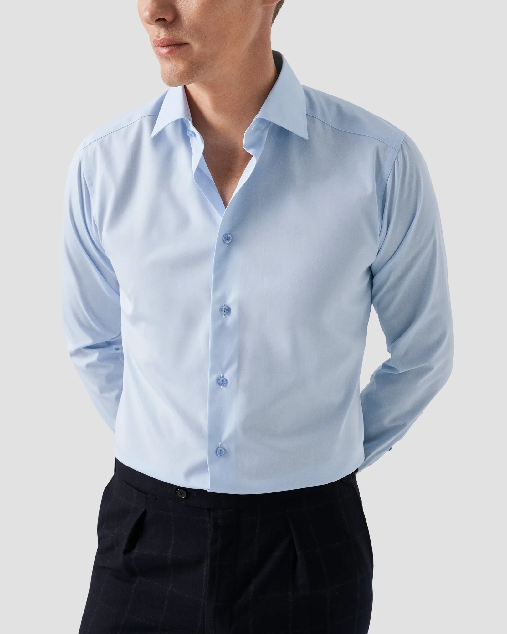 Light Blue Poplin Shirt - Eton