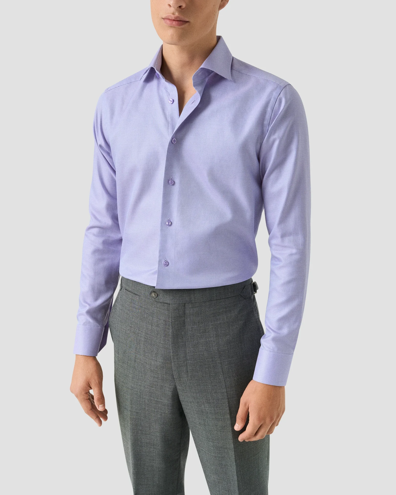 Eton - light purple semi solid signature twill shirt