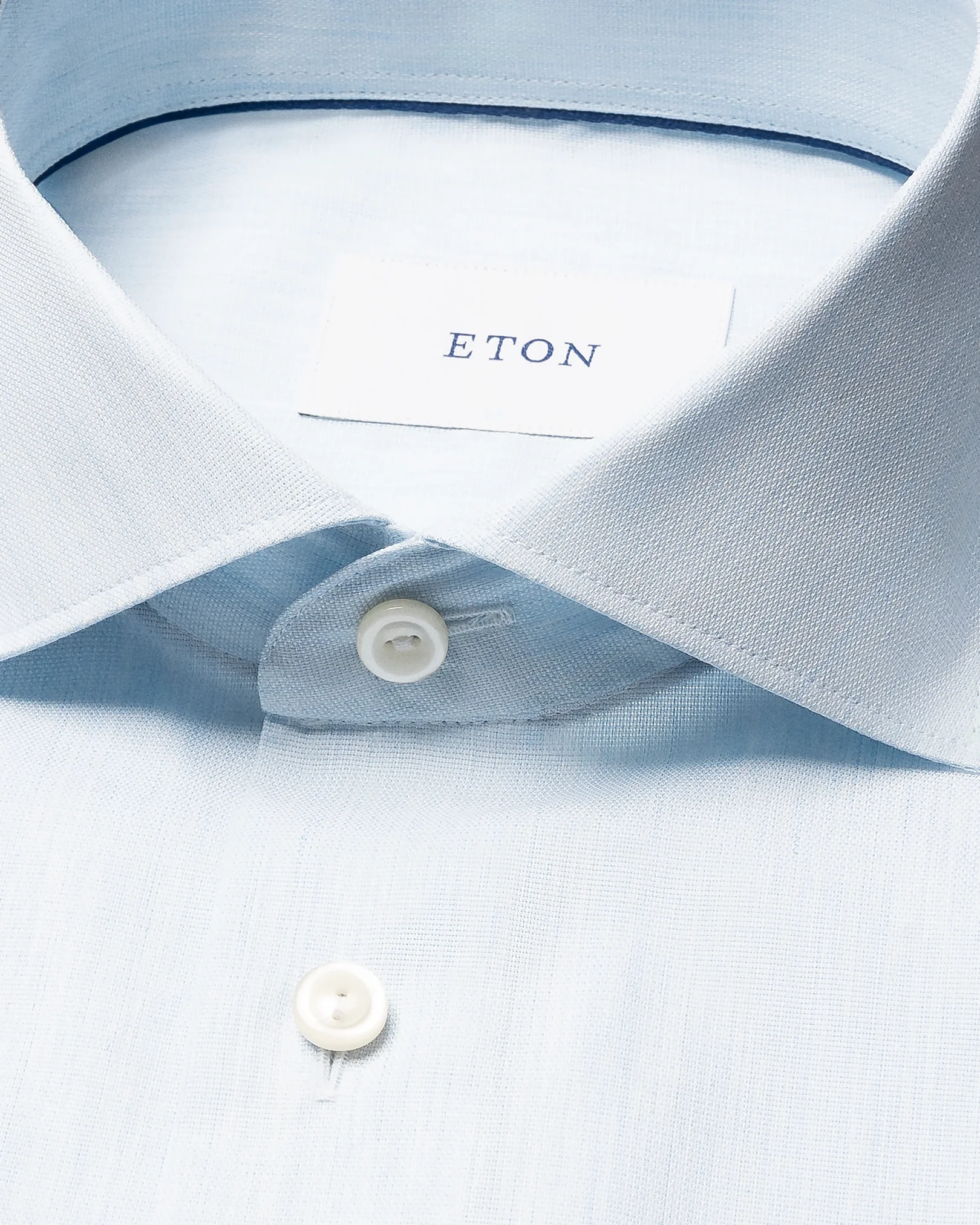 Eton - light blue solid twill shirt wide spread 258