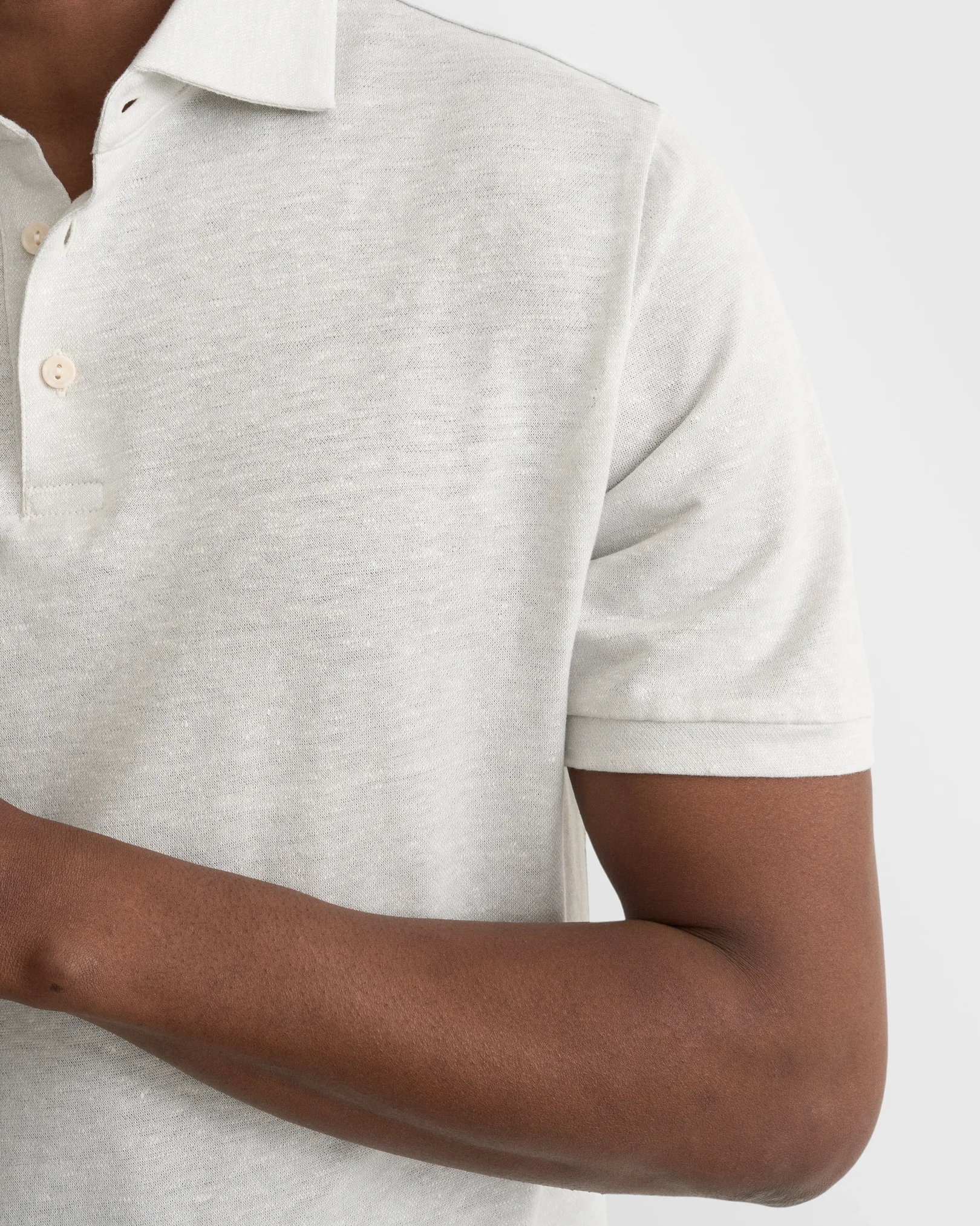 Eton - light grey cotton linen polo shirt