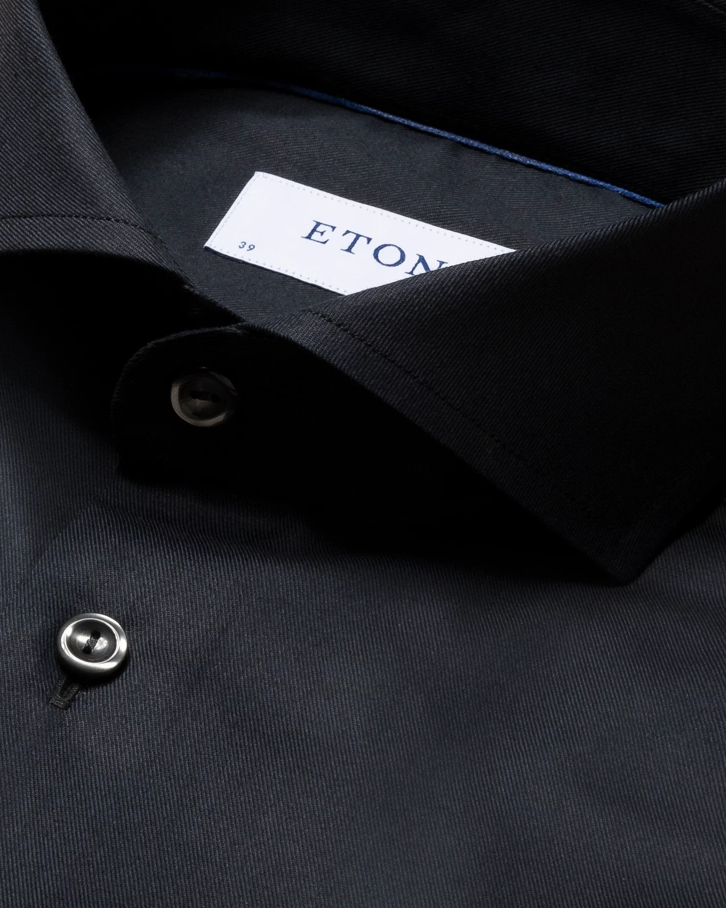 Eton - black twill stretch shirt extreme cut away