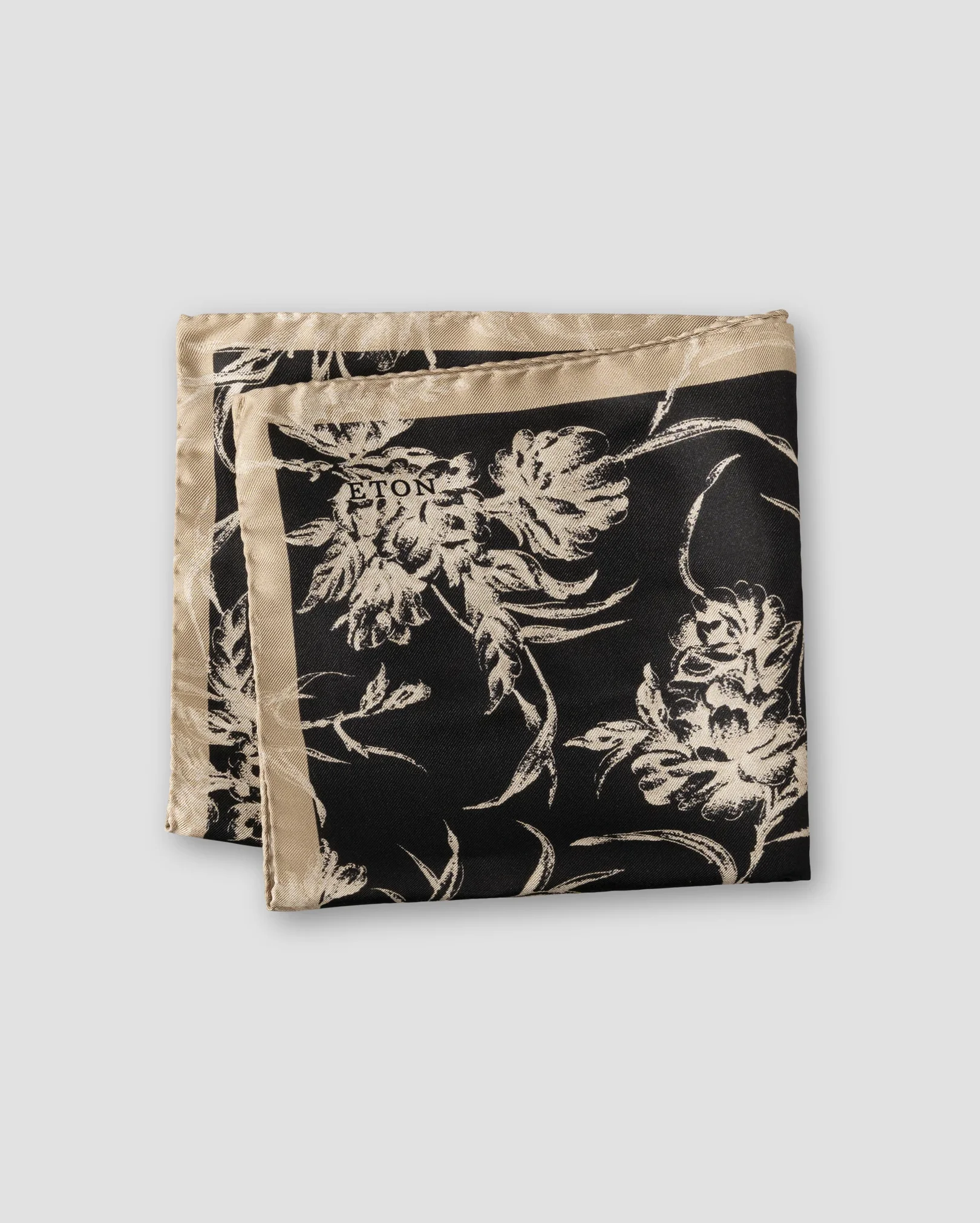 Eton - black floral silk pocket square