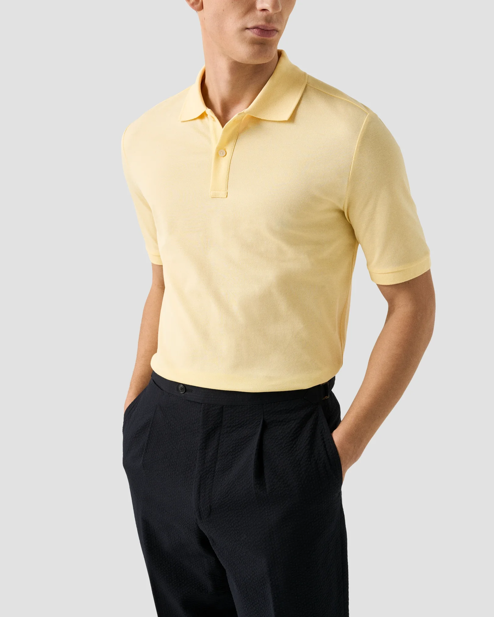 Eton - yellow pima cotton pique polo