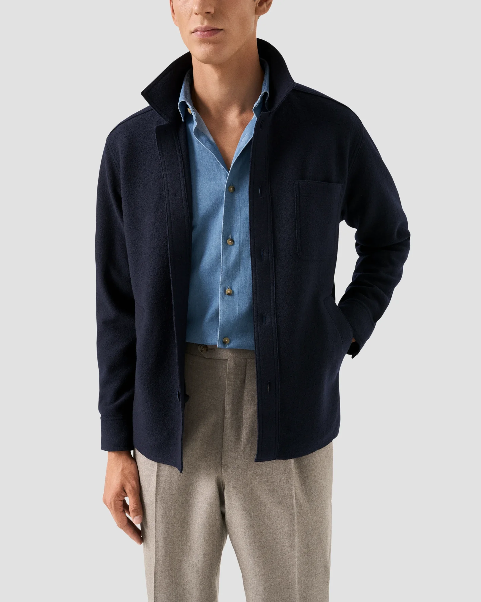 Eton - light wash denim stretch shirt