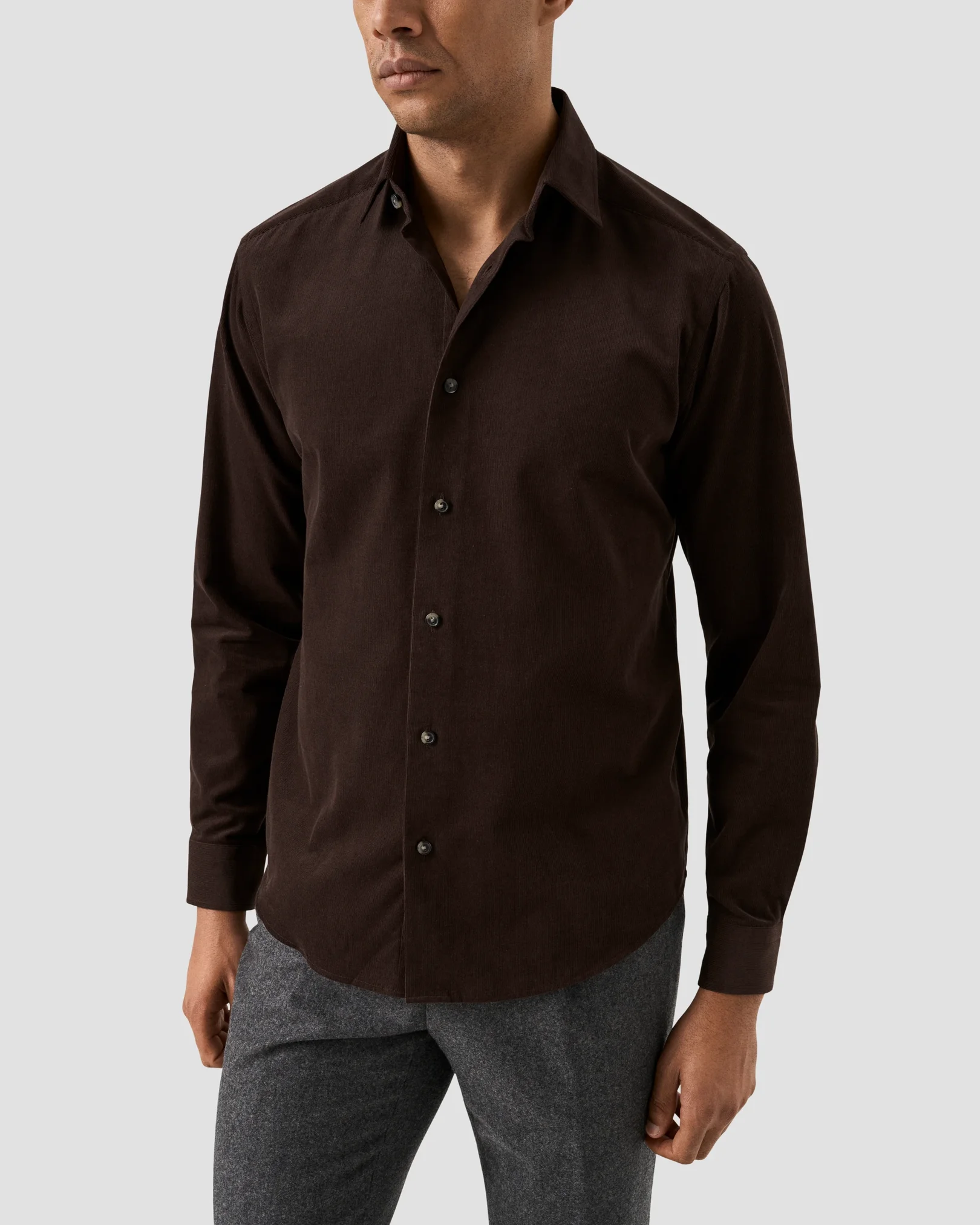 eton dark brown corduroy shirt