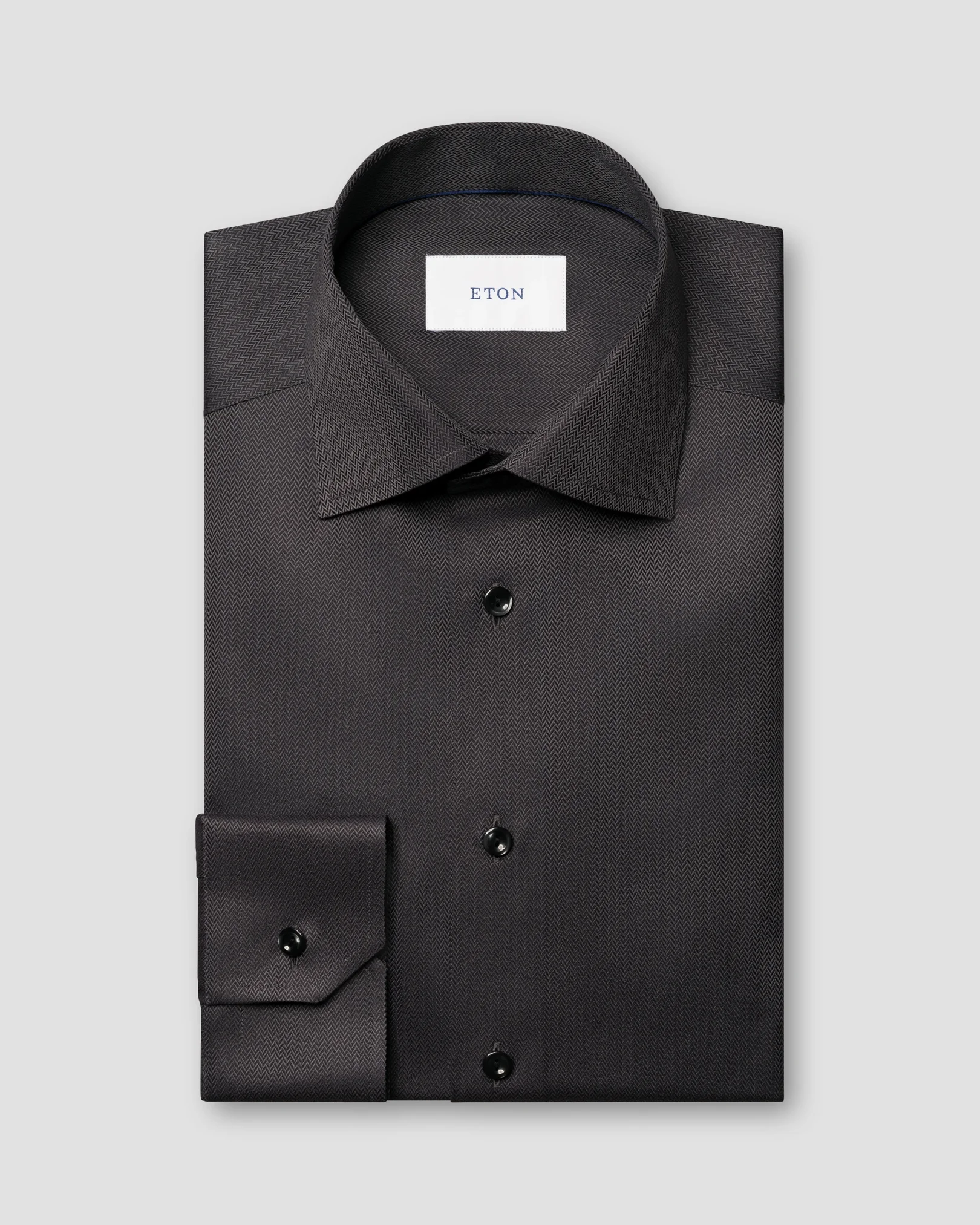 Eton - black herringbone signature twill shirt