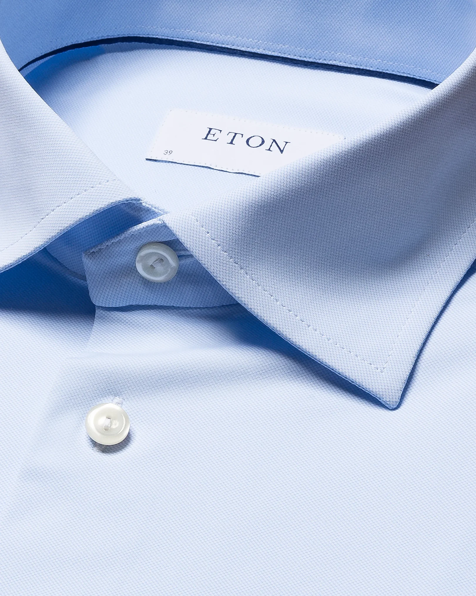 Eton - light blue semi solid four way stretch shirt
