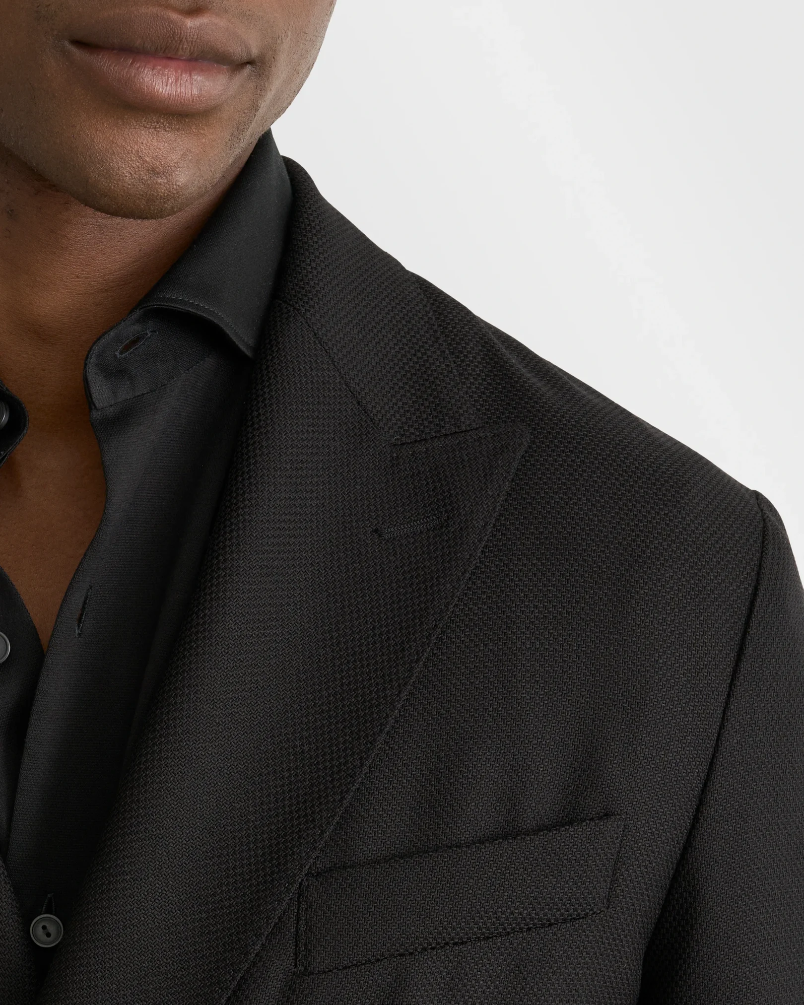 Eton - Black Double Breasted Hopsack Soft Jacket