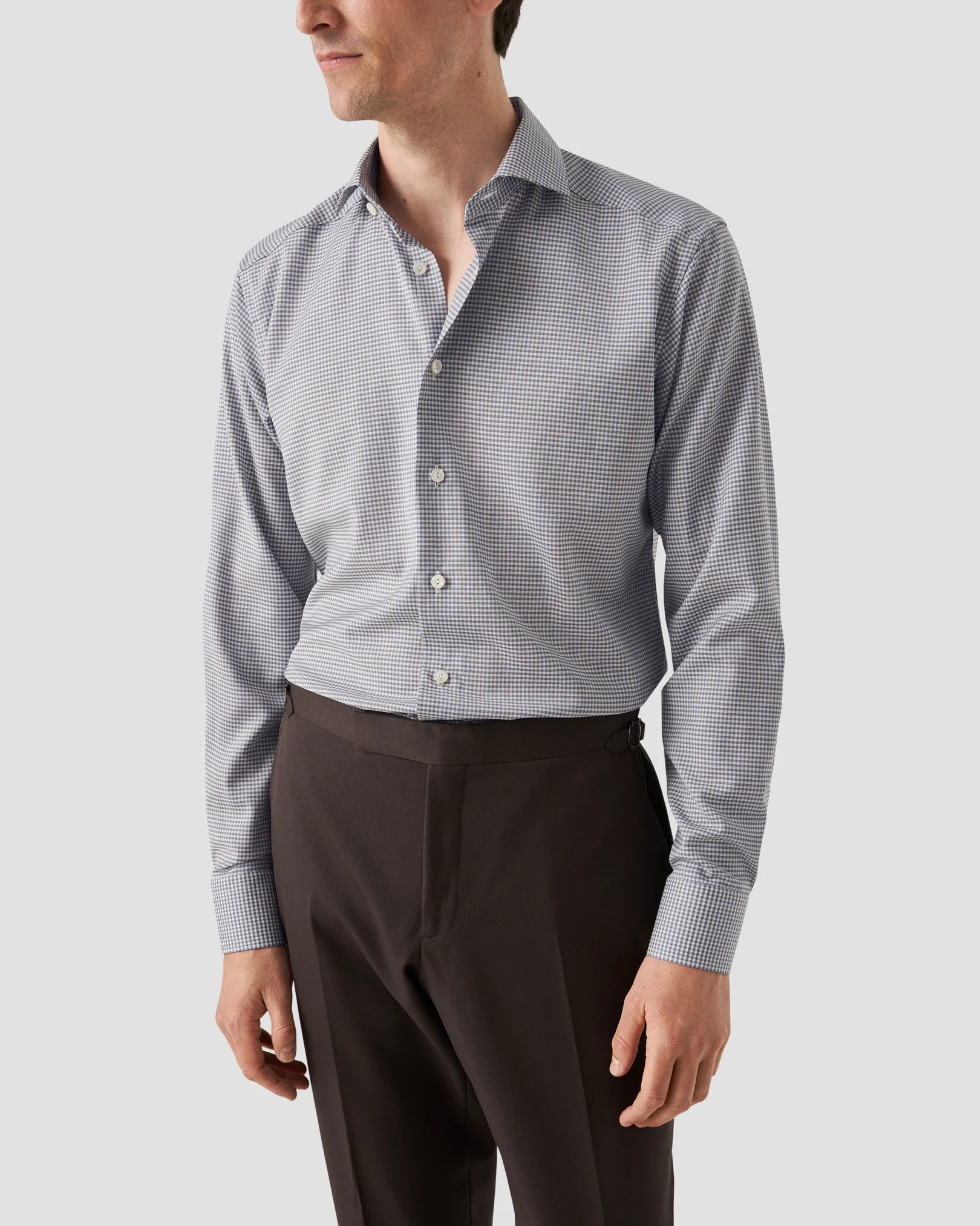 Eton - Chemise en Laine Mérinos à Micro-Carreaux