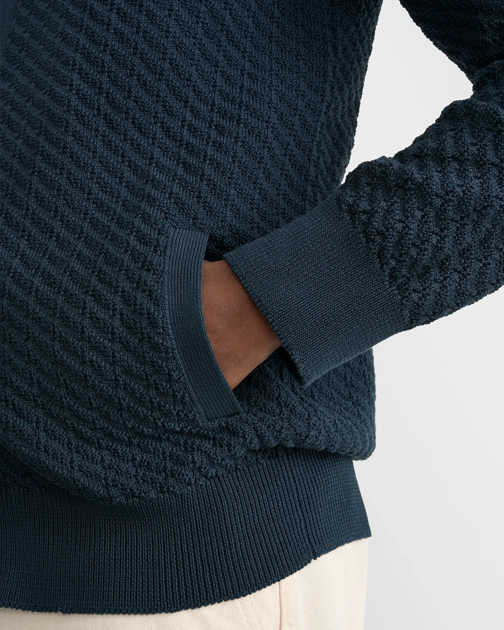 Eton - mid blue cotton structure cardigan