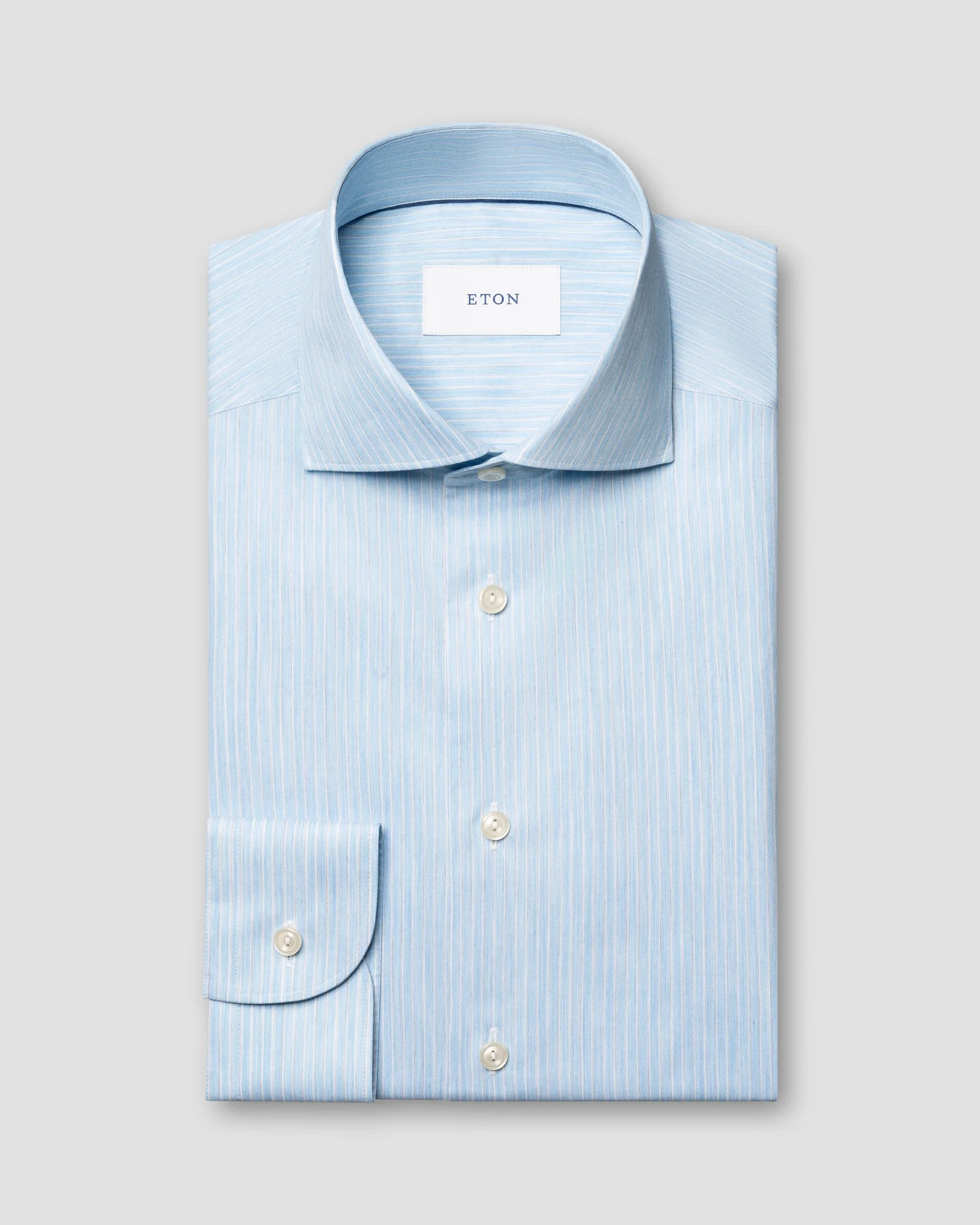 Eton - light blue striped melange fine twill shirt