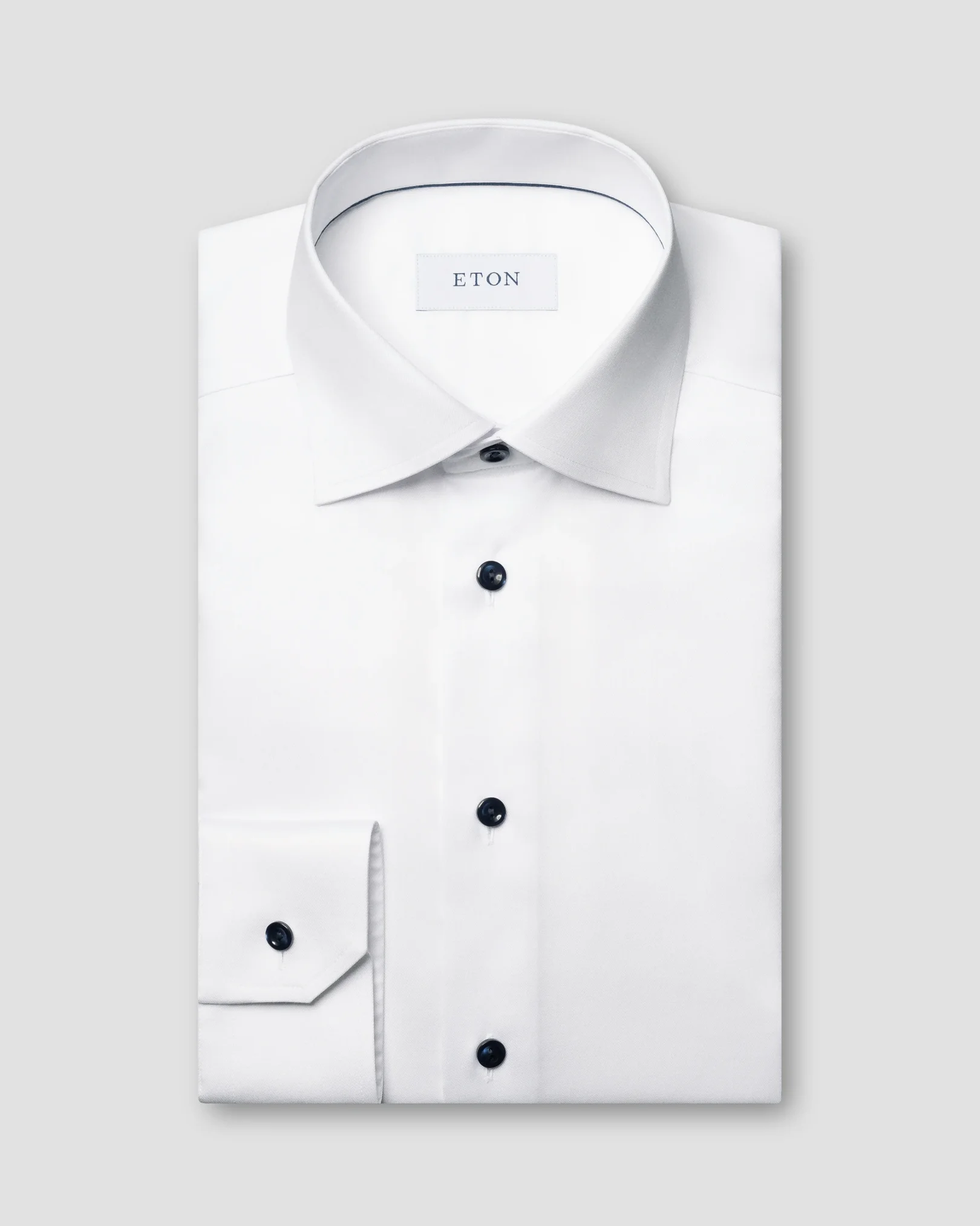 Eton - white twill shirt with navy details