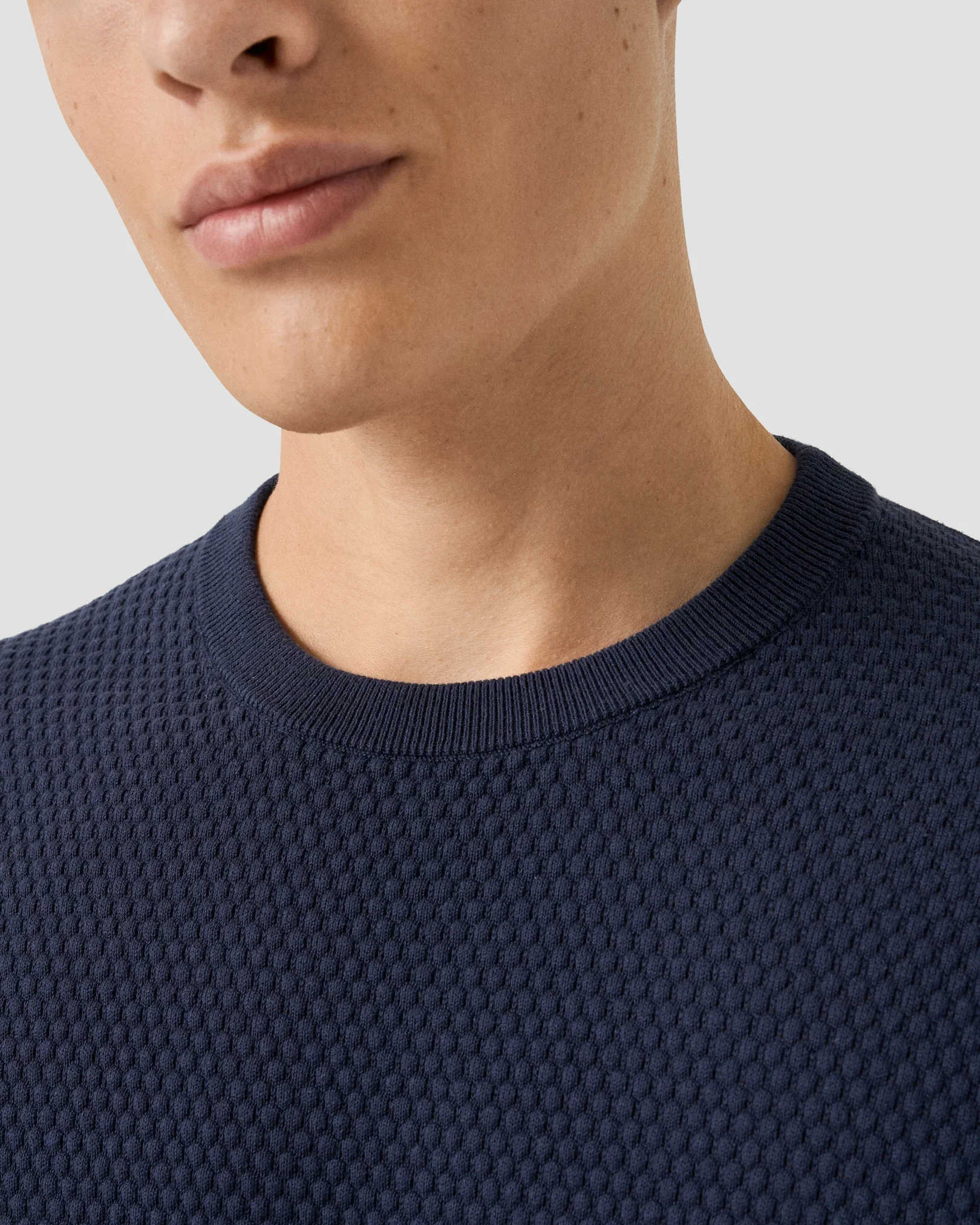 Eton - dark blue structure knit cotton 258