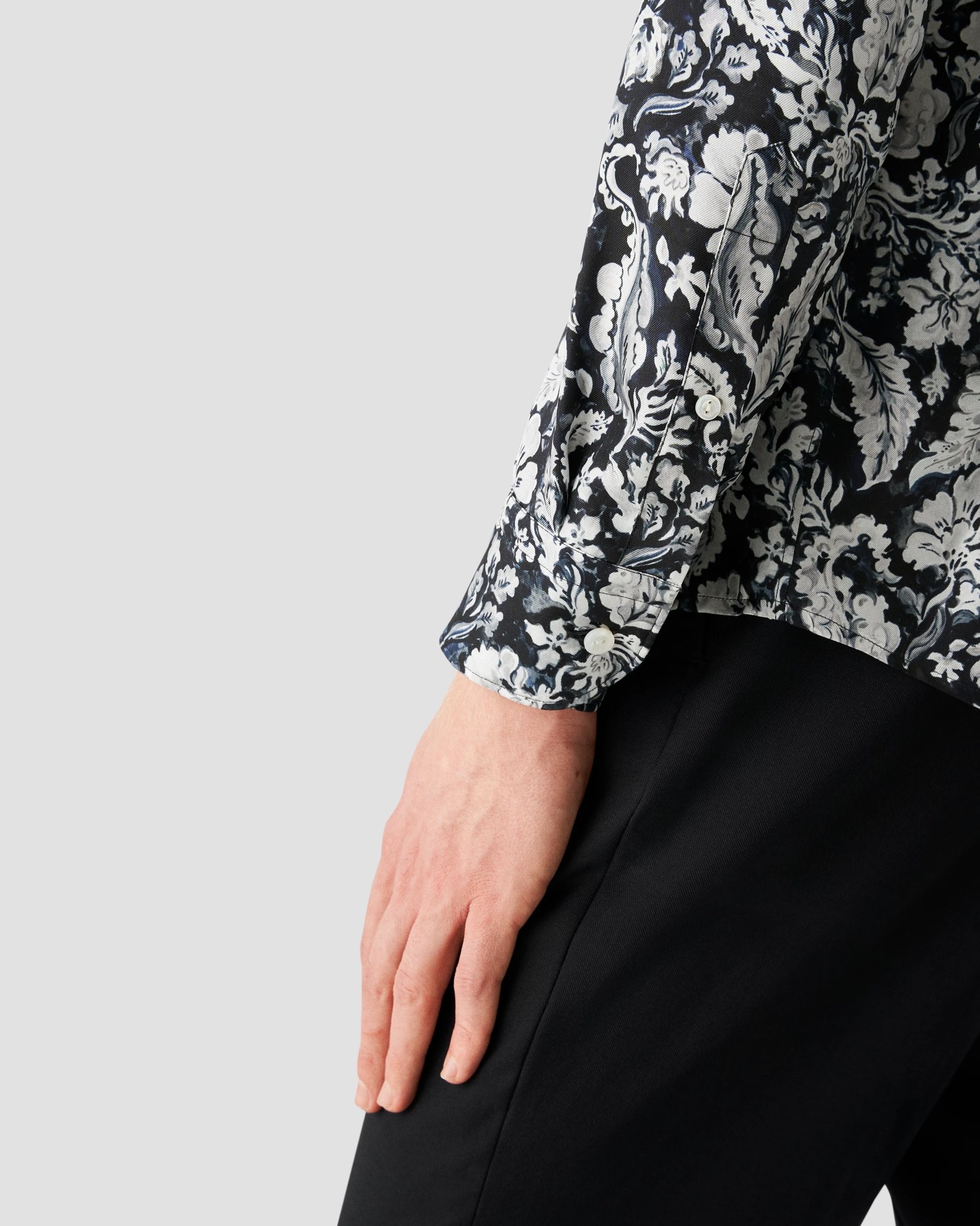 Eton - dark blue floral silk shirt