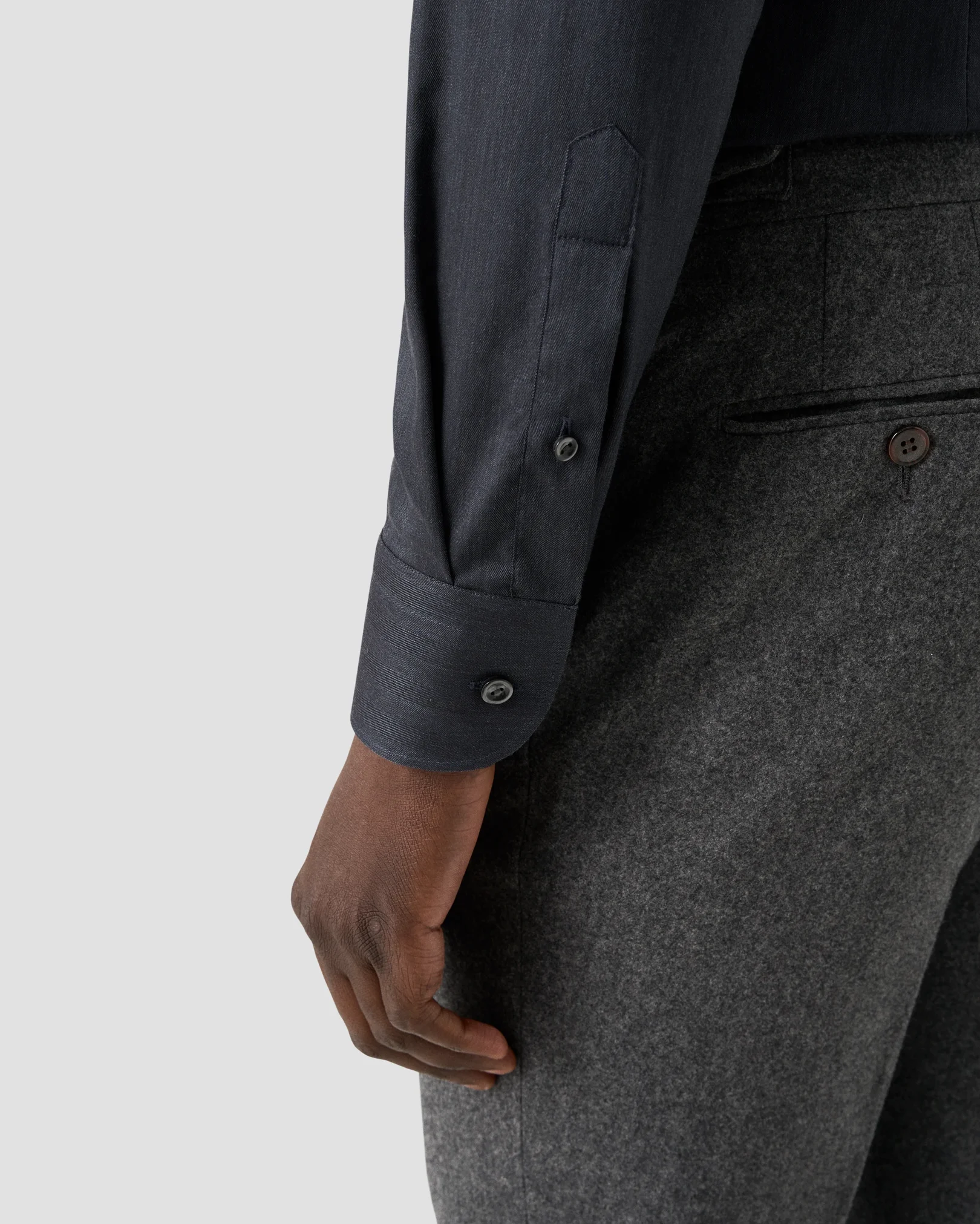 Eton - solid signature flannel shirt wide spread