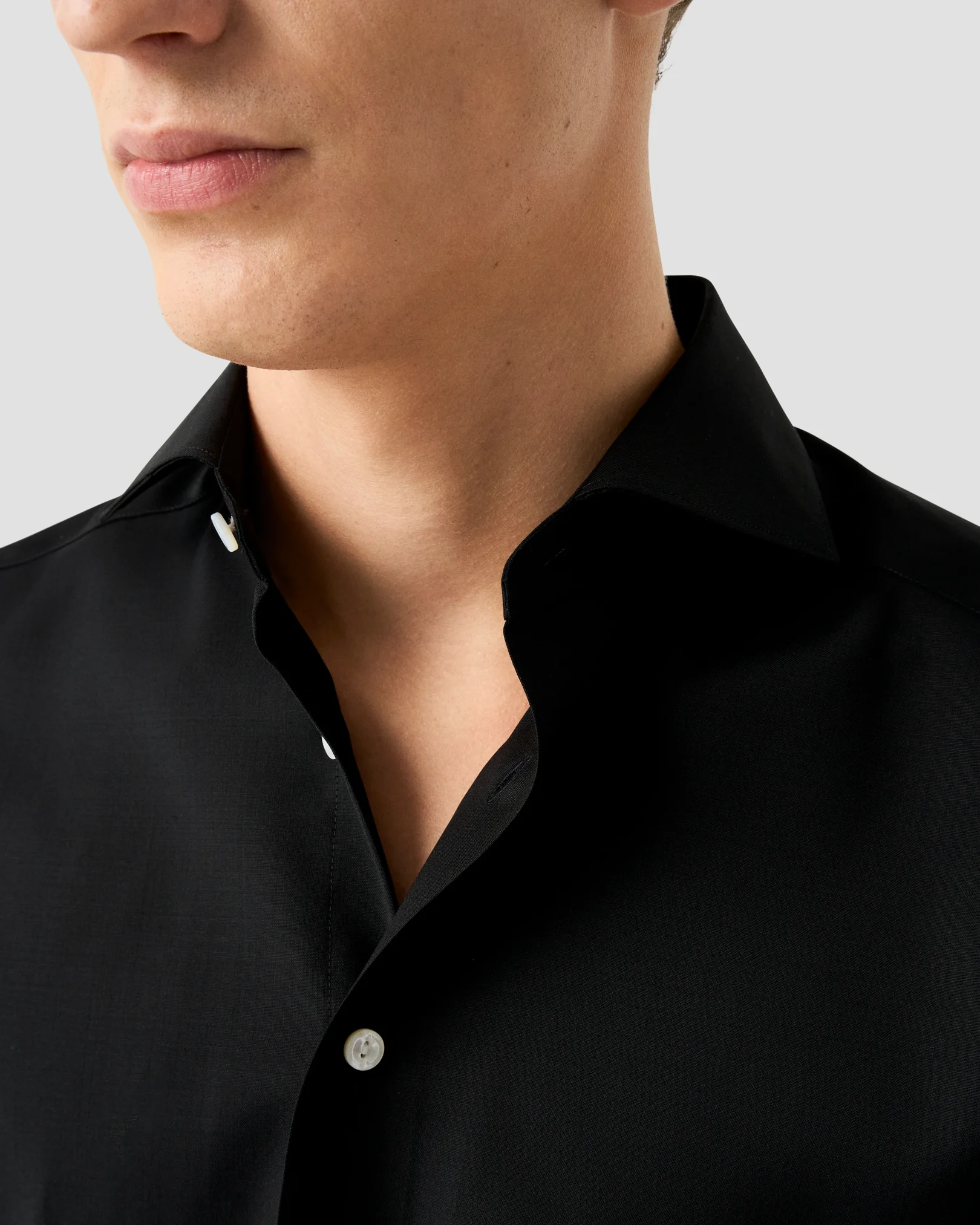 Eton - solid black merino shirt