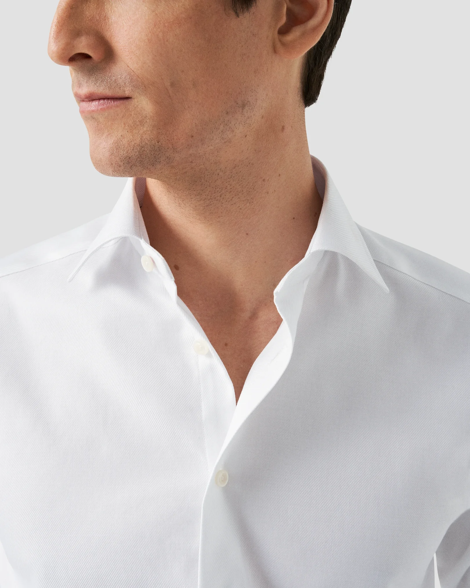 Eton - white textured twill shirt