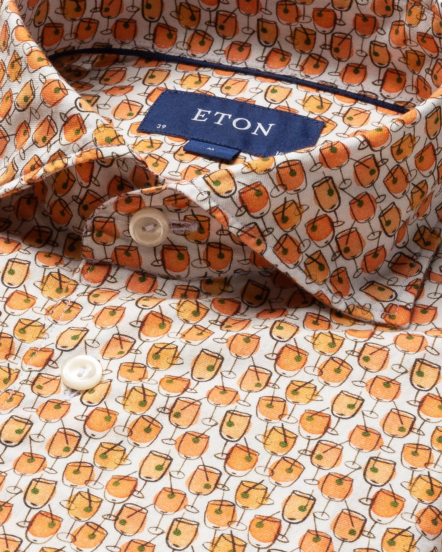 Eton - cocktails print cotton silk shirt
