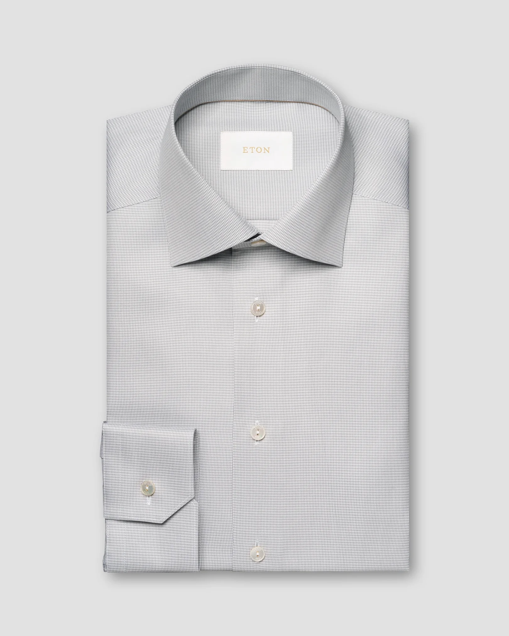 Eton - houndstooth check giza 45 shirt cut away single slim