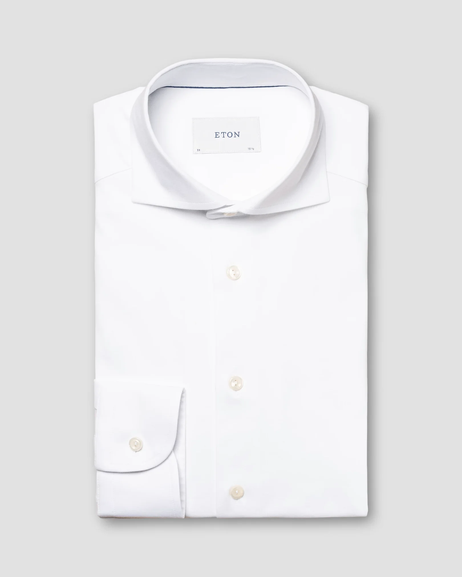 White Solid Cotton Four-Way Stretch Shirt