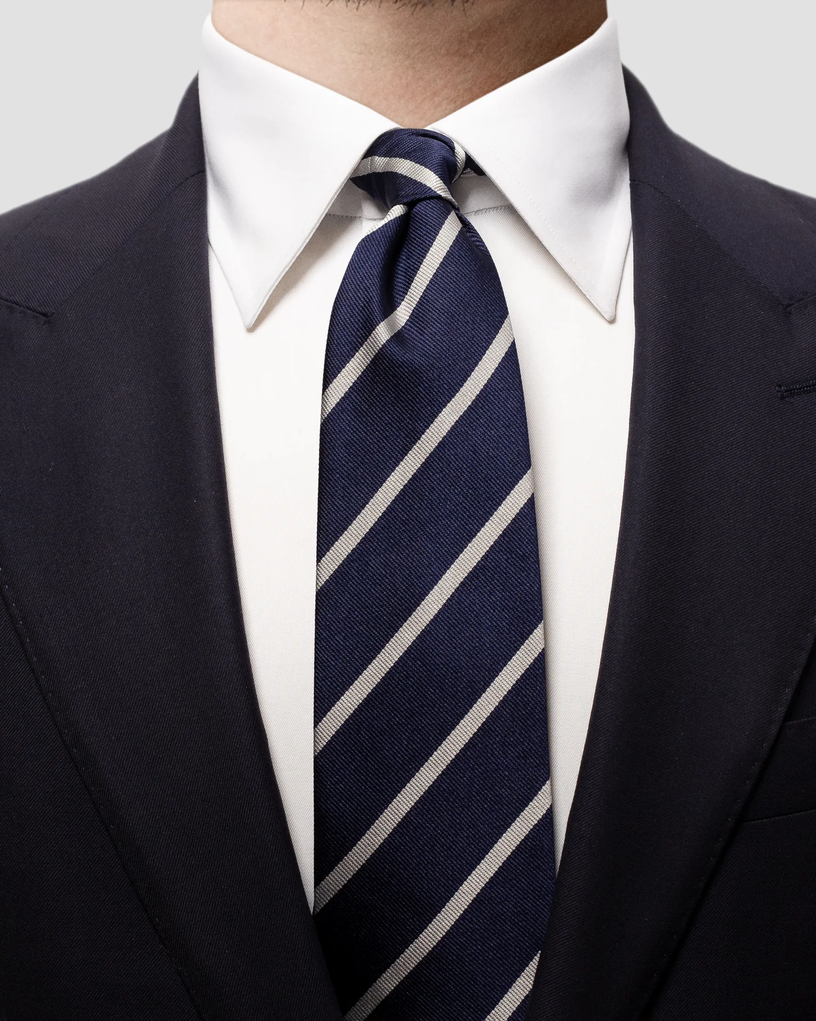 Eton - navy white striped silk tie