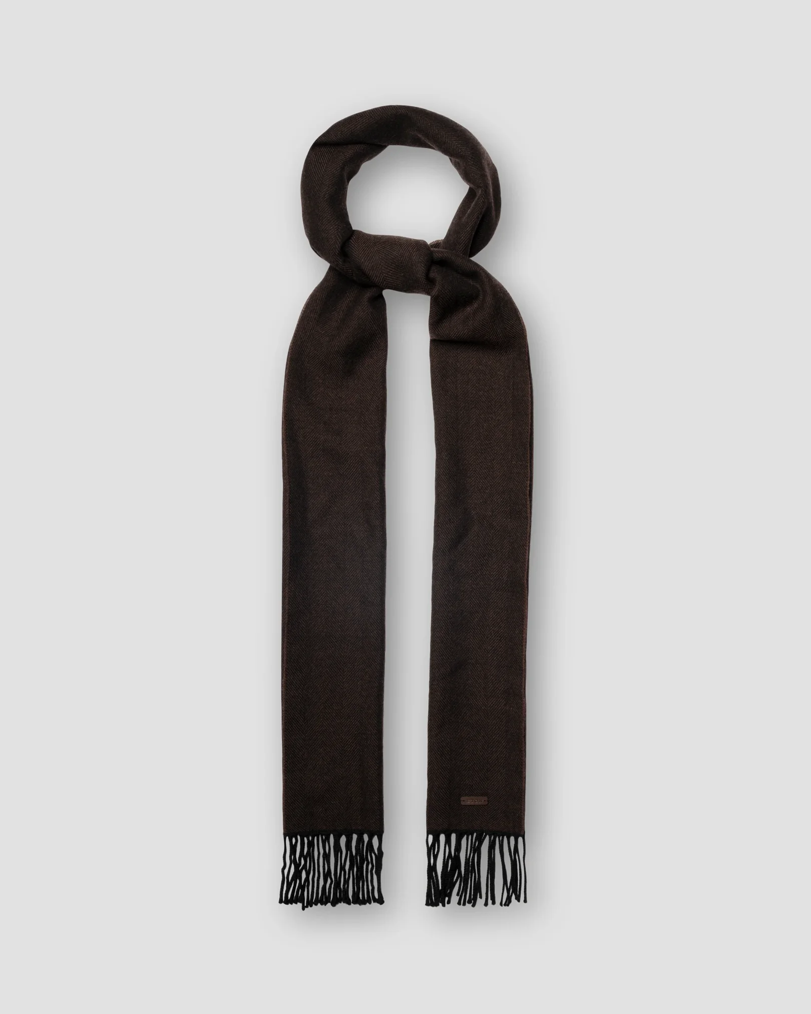 Eton - dark brown herringbone merino wool scarf