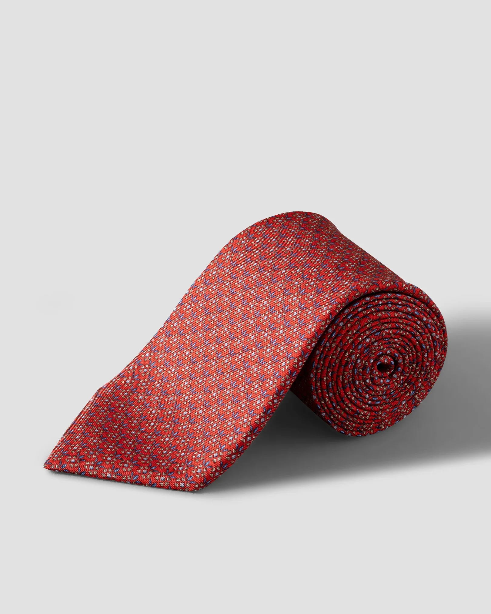Eton - red geometric floral print silk tie