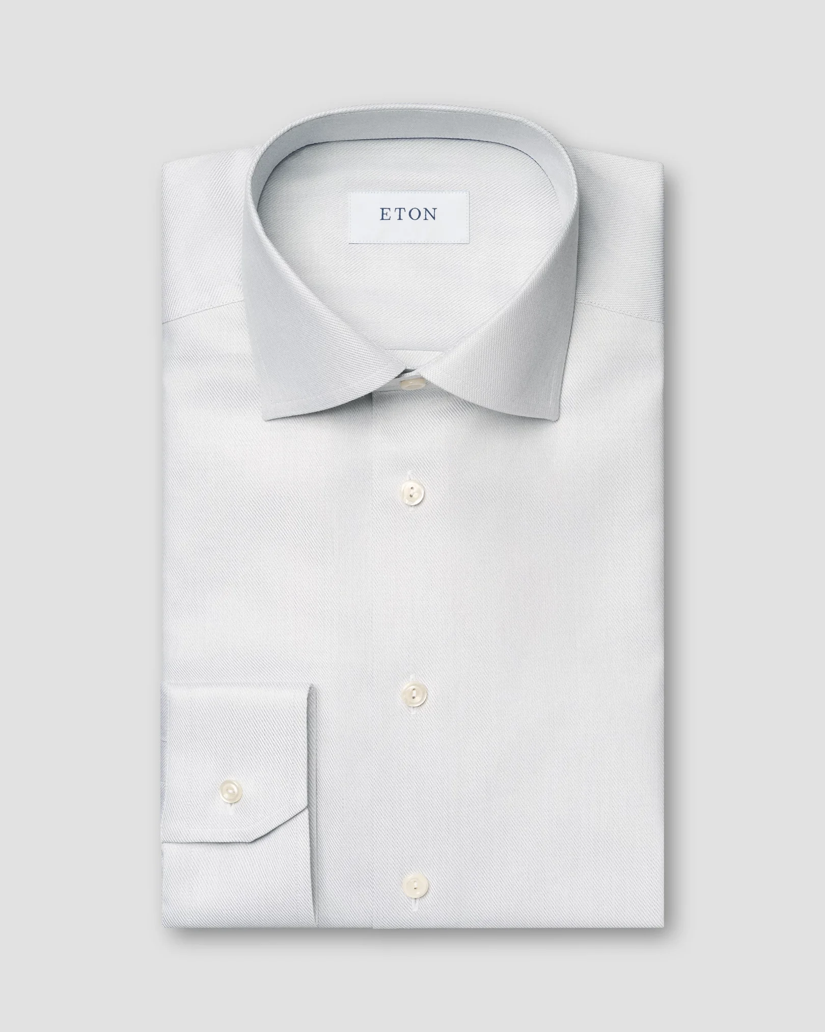 Eton - light grey melange semi solid fine twill shirt 260