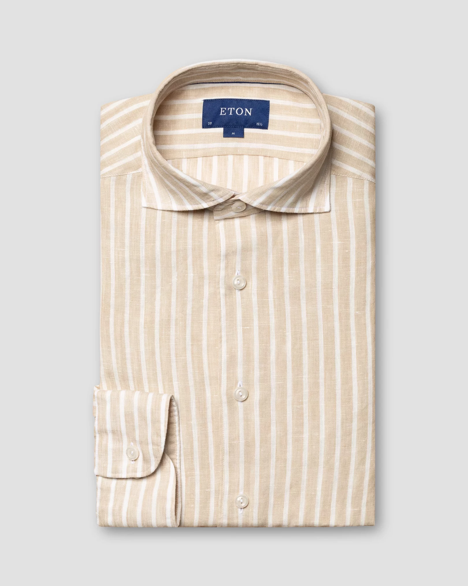 Light Brown Striped Linen Shirt - Eton