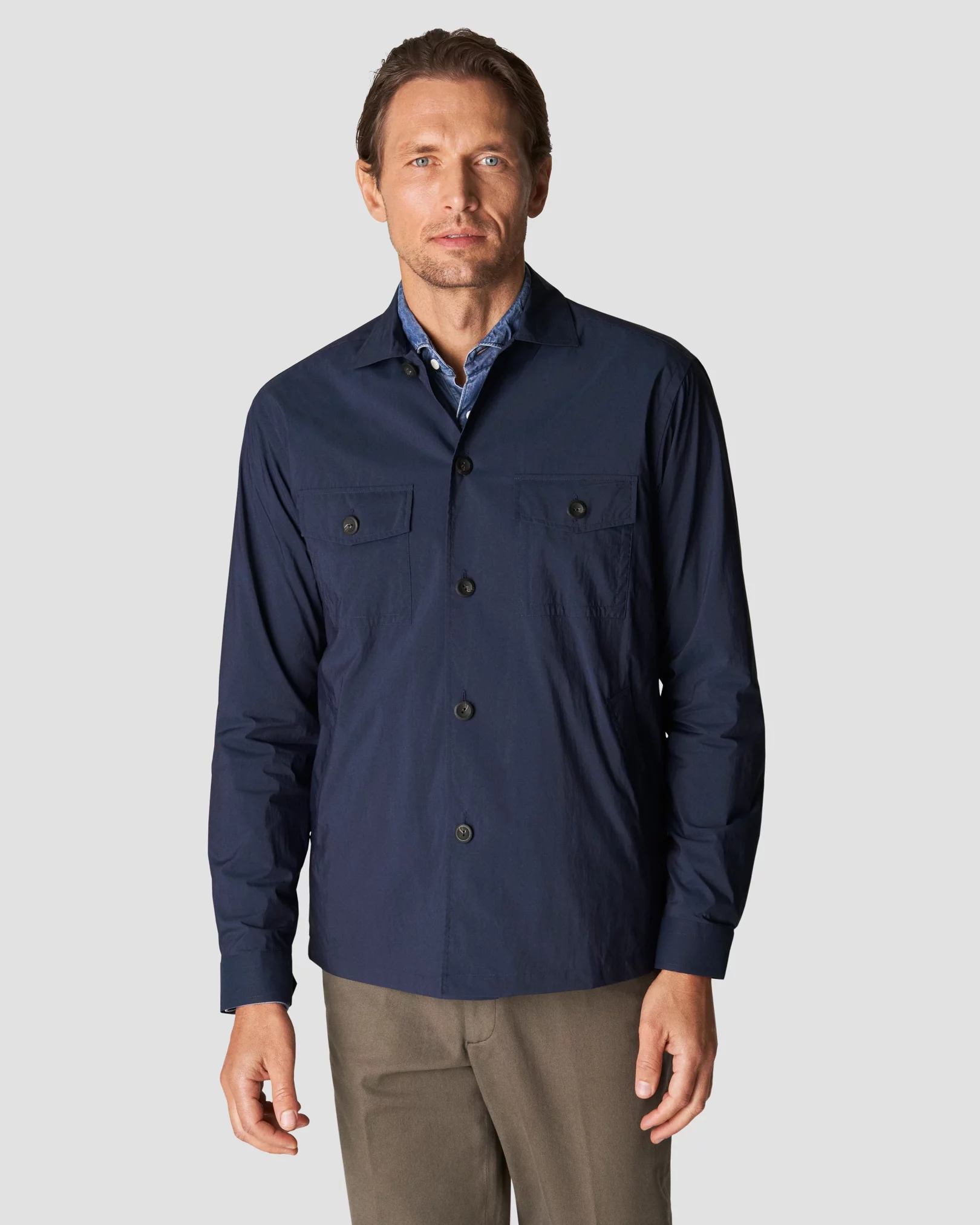 Eton - navy nylon overshirt