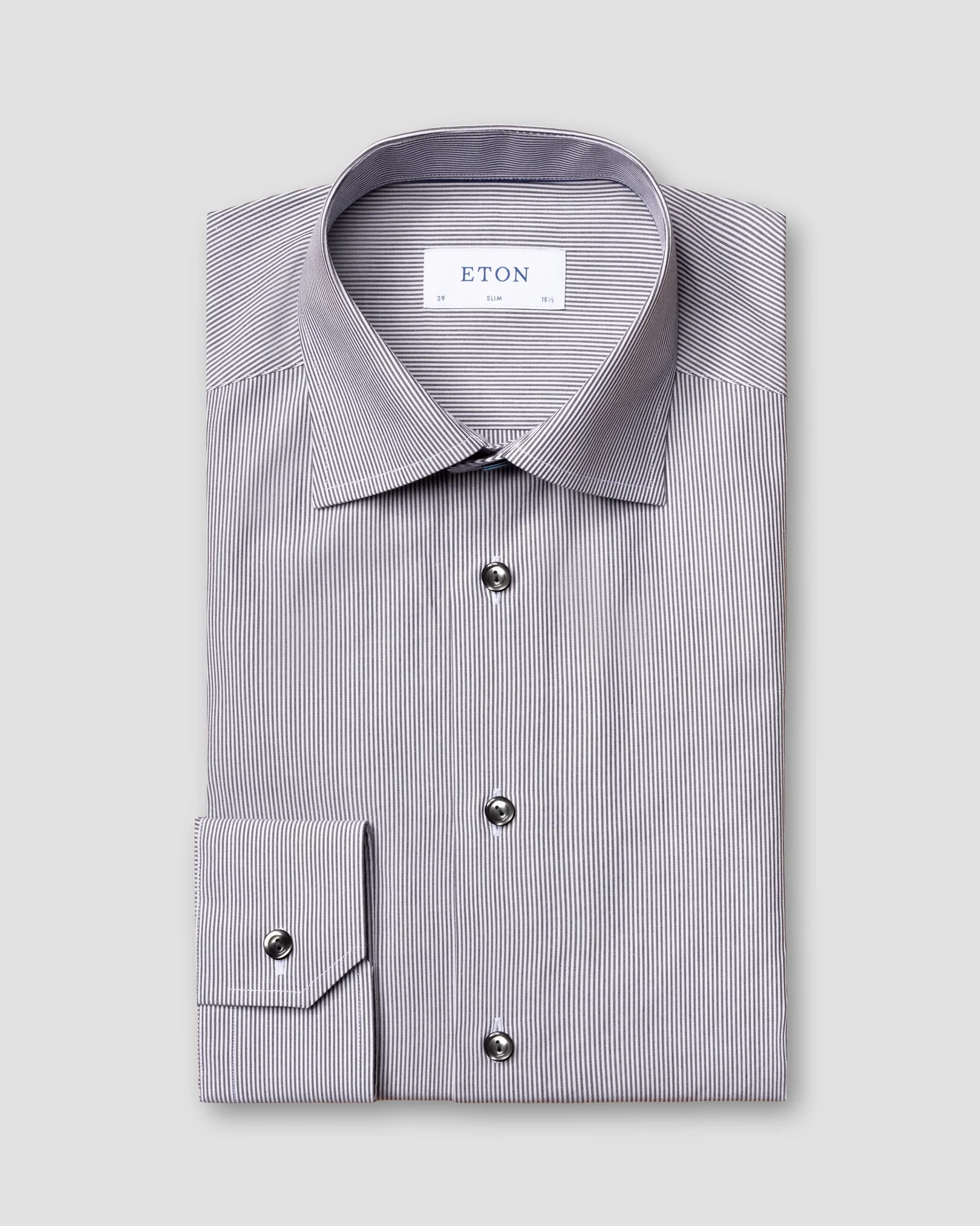 Black Striped Signature Poplin Shirt - Eton