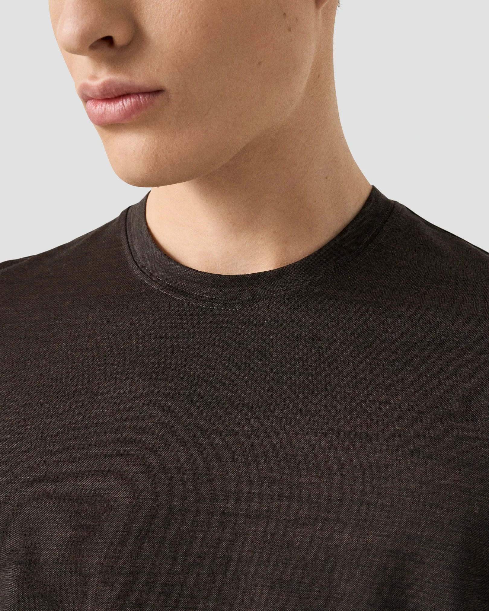 Eton - merino wool lyocell t shirt brown